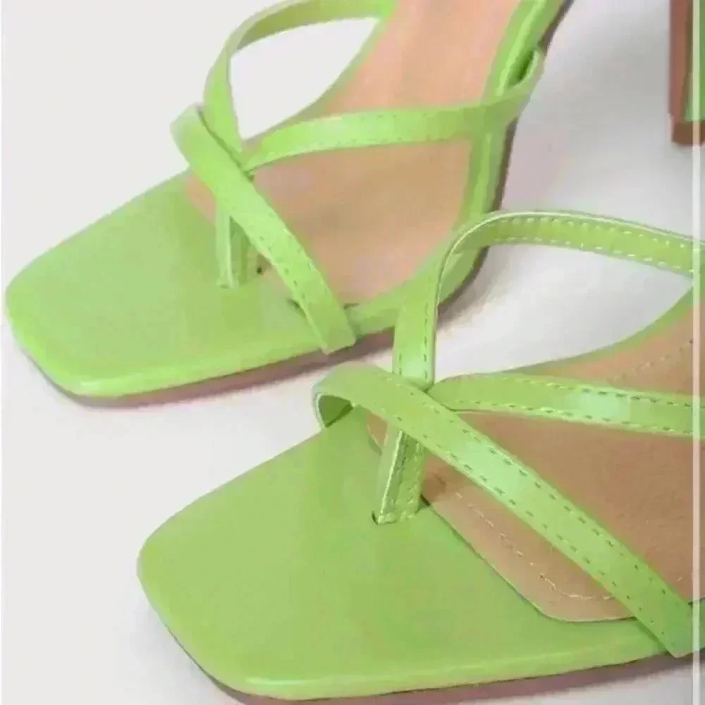 Simonee Lime Green Lace-Up High Heel Sandals new without tag